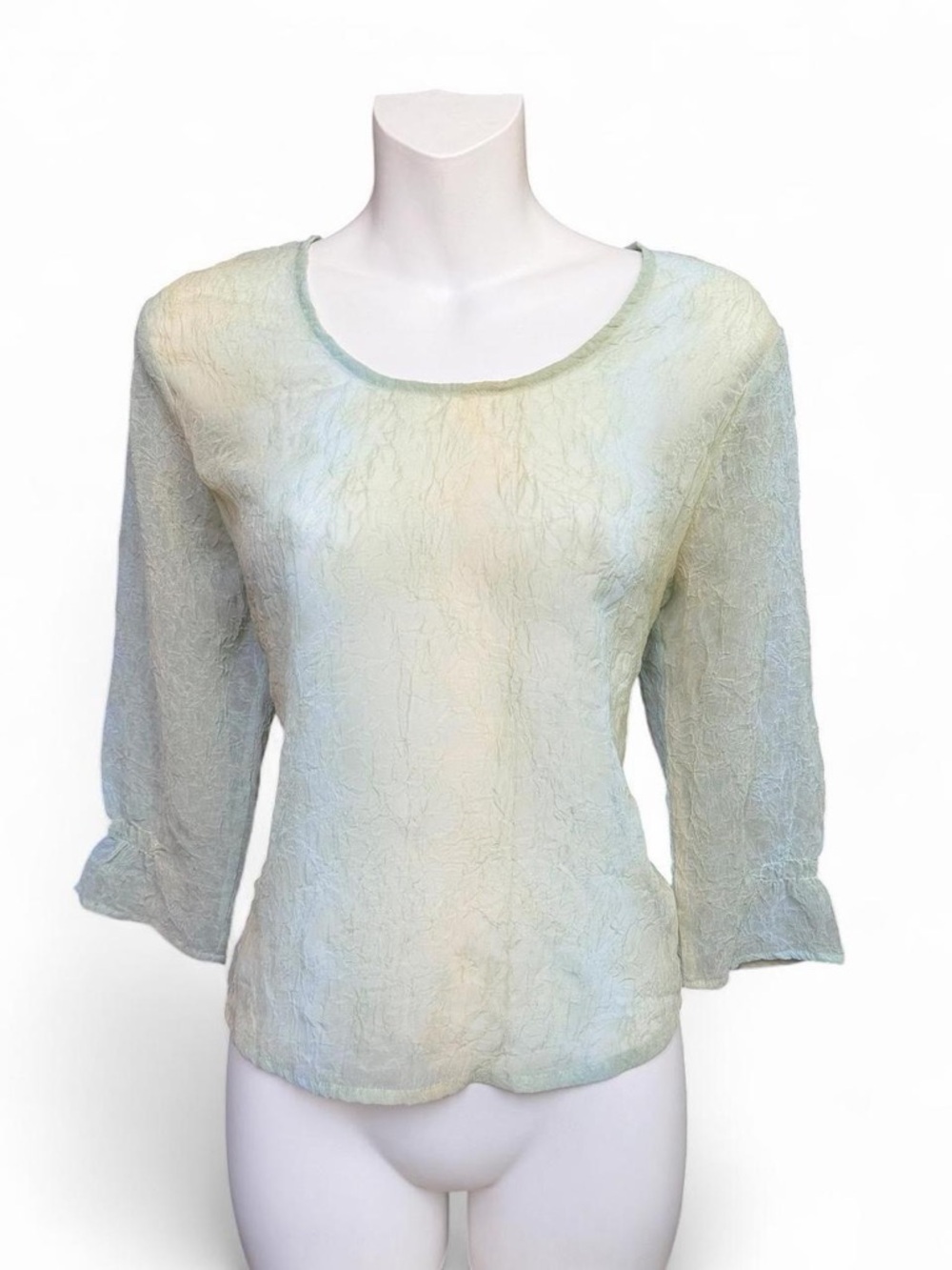 Soft Sage Scoop Neck Crinkle Blouse